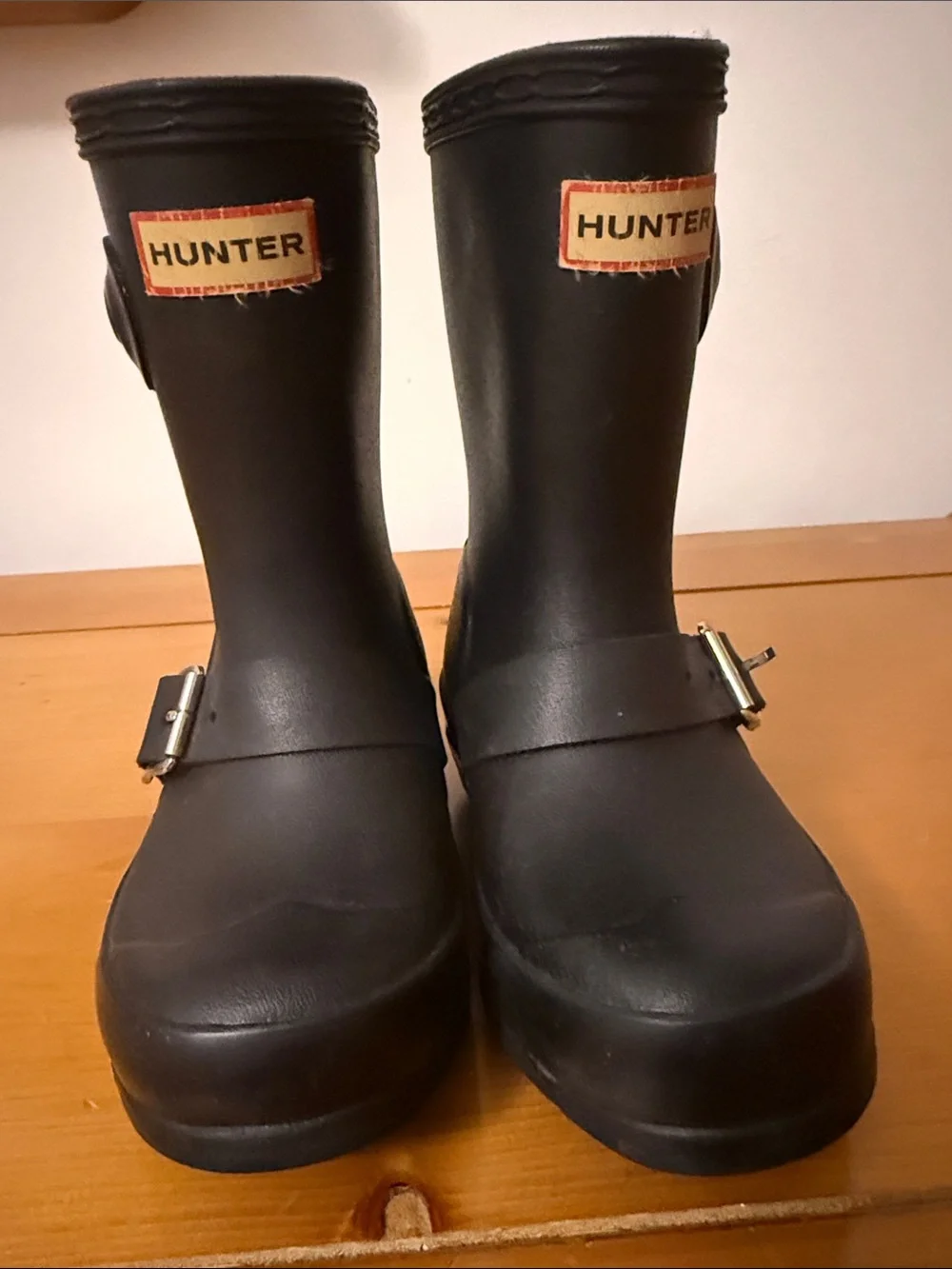 Hunter Kids Black Waterproof Rain Boots with Buckle Accent